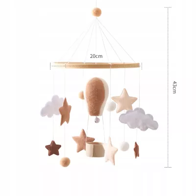 Karuzelka do Łóżeczka Dziecięcego Boho Naturalne Drewno z pałąkiem Balon