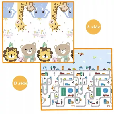 Mata dwustronna piankowa edukacyjna składana dla dzieci duża 150x180 cm