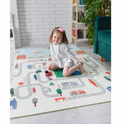 Dwustronna Mata piankowa edukacyjna składana dla dzieci duża 180x200 cm