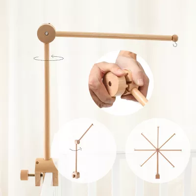 Karuzelka do Łóżeczka Dziecięcego Boho Naturalne Drewno + pałąk Rabbit Moon