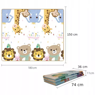 Mata dwustronna piankowa edukacyjna składana dla dzieci duża 150x180 cm