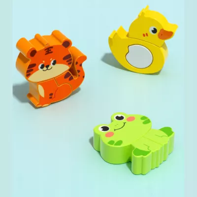 Drewniana układanka 3D Zwierzątka dla dzieci - puzzle edukacyjne 18m+