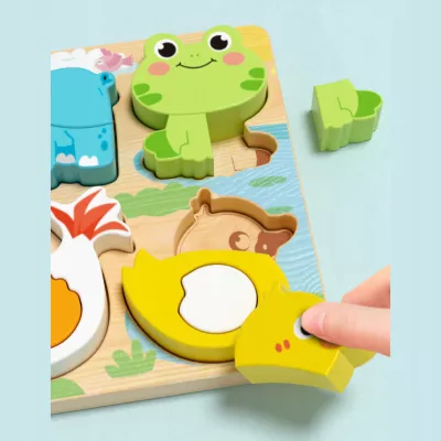 Drewniana układanka 3D Zwierzątka dla dzieci - puzzle edukacyjne 18m+