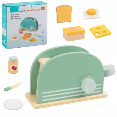 Drewniany toster dla dzieci z akcesoriami tosty zestaw śniadaniowy