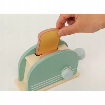 Drewniany toster dla dzieci z akcesoriami tosty zestaw śniadaniowy