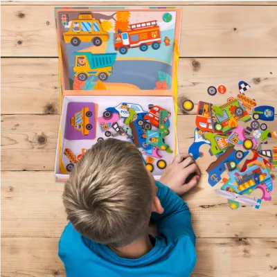 Układanka magnetyczna Montessori dla dzieci środki transportu puzzle