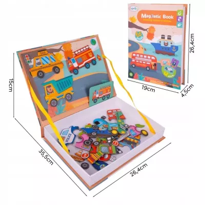 Układanka magnetyczna Montessori dla dzieci środki transportu puzzle