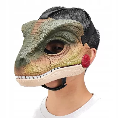 Maska dinozaur T-rex z dźwiękiem ruchoma paszcza bal kostium dla dzieci
