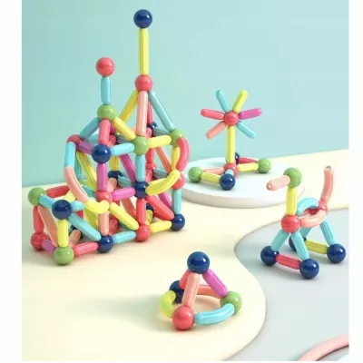 Klocki Magnetyczne Konstrukcyjne dla dzieci zestaw edukacyjny 64 el.