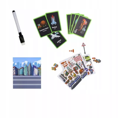 Tablica magnetyczna do rysowania dla dzieci układanka auta pojazdy pisak