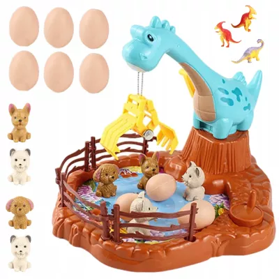 Zabawka zręcznościowa obrotowa dinozaur z jajkami gra dla dzieci manualna