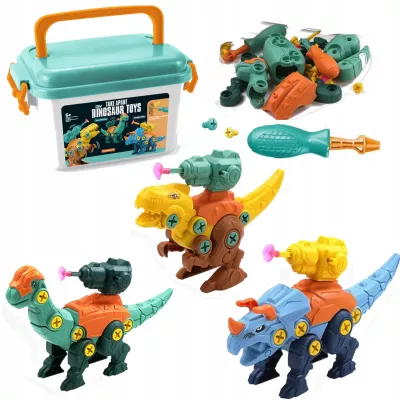 Zestaw Klocków konstrukcyjnych dla Dzieci Dinozaury Wyrzutnie Śrubokręty
