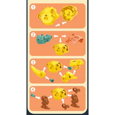 Zestaw Klocków konstrukcyjnych dla Dzieci Dinozaury Wyrzutnie Śrubokręty