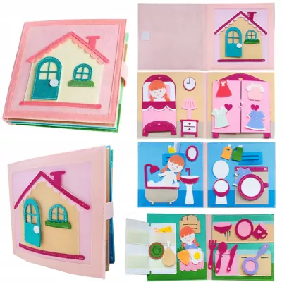 Cicha Książeczka dla dzieci Tablica Manipulacyjna Montessori Filc akcesoria