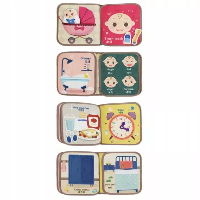 Książeczka filcowa dla dzieci odczepiane elementy rzepy Montessori tablica