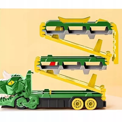 Ciężarówka Dinozaur Tor Wyścigowy zjeżdżalnia 6 Aut resoraki dla Dzieci