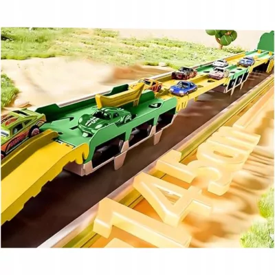 Ciężarówka Dinozaur Tor Wyścigowy zjeżdżalnia 6 Aut resoraki dla Dzieci