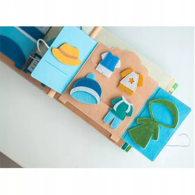 Cicha Książeczka dla dzieci Tablica Manipulacyjna Montessori Filcowa dom