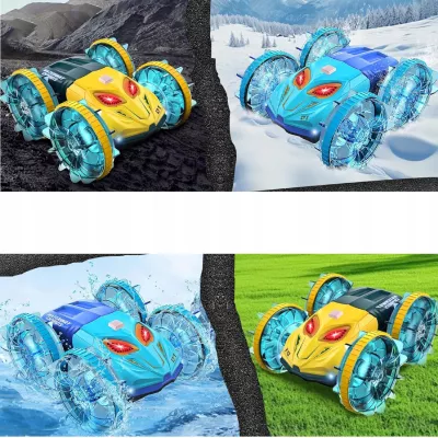 Samochód zdalnie sterowany JEŹDZI PO WODZIE terenowy AMFIBIA Niebieski