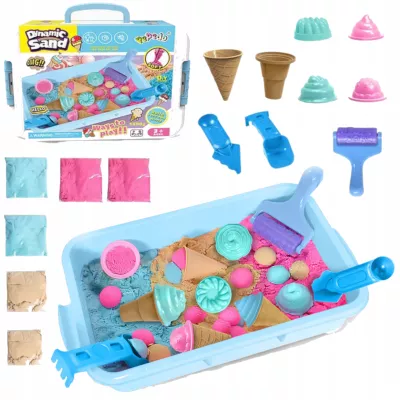 Piasek Kinetyczny dla dzieci Magiczny lodziarnia 1,5kg lody Foremki