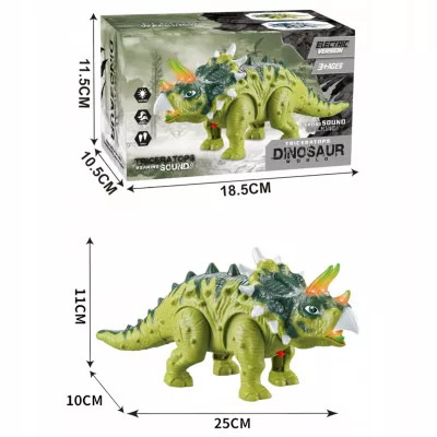 Dinozaur Interaktywny Triceratops Chodzący, Świecący, dla Dzieci Zielony