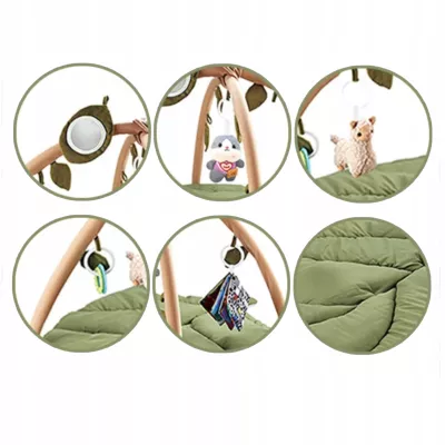 Mata edukacyjna dla niemowląt sensoryczna Liść z pałąkami i grzechotkami