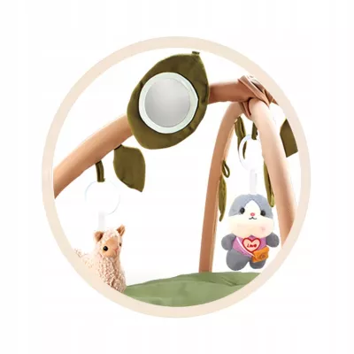 Mata edukacyjna dla niemowląt sensoryczna Liść z pałąkami i grzechotkami