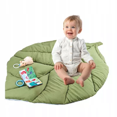 Mata edukacyjna dla niemowląt sensoryczna Liść z pałąkami i grzechotkami