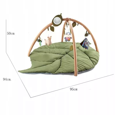 Mata edukacyjna dla niemowląt sensoryczna Liść z pałąkami i grzechotkami