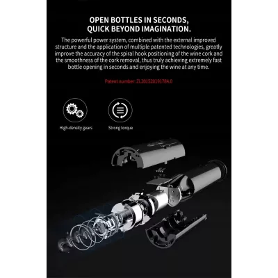 Elektryczny korkociąg do wina automatyczny otwieracz czarny bez użycia siły
