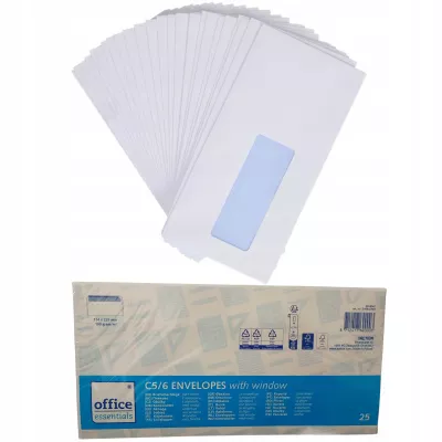 Koperty DL z okienkiem 114x229 białe 25 szt Office Essentials