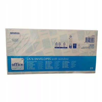 Koperty DL z okienkiem 114x229 białe 25 szt Office Essentials