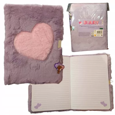 Pluszowy Pamiętnik A5 Na Kluczyk Sekretny Notes Dziennik Fioletowy