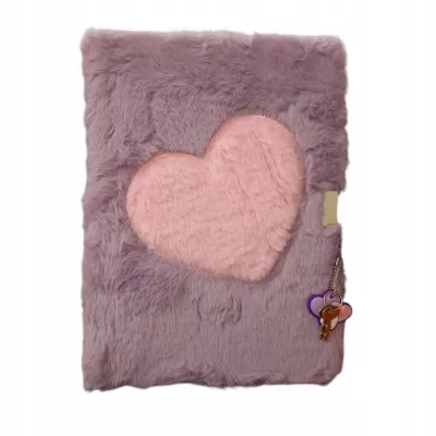 Pluszowy Pamiętnik A5 Na Kluczyk Sekretny Notes Dziennik Fioletowy