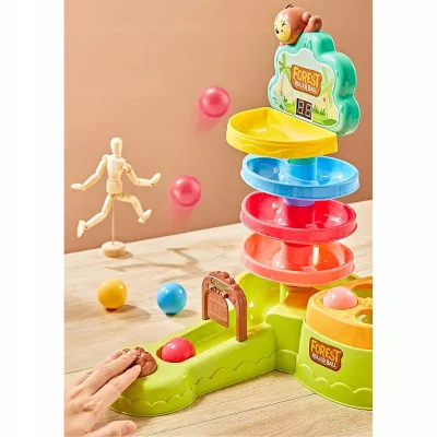 Interaktywna Zjeżdżalnia Tor dla Kulek Motyw Dżungla, Dźwięki i Licznik