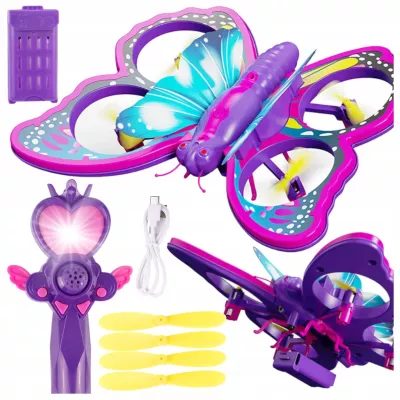 Zdalnie sterowany fioletowy motyl RC latający pilot różdżka mini dron