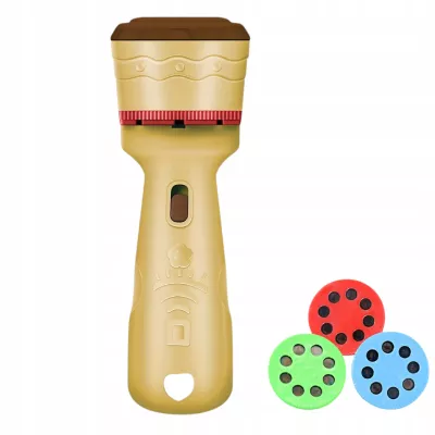 Projektor latarka mini 2w1 ręczny beżowy dla dzieci