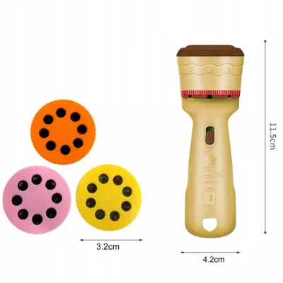 Projektor latarka mini 2w1 ręczny beżowy dla dzieci