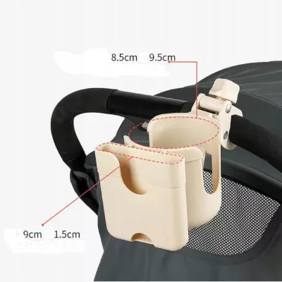 Uniwersalny uchwyt na kubek / butelkę i telefon do wózka dziecięcego beżowy