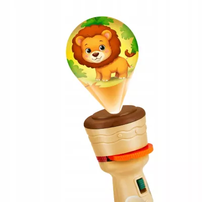 Projektor latarka mini 2w1 ręczny beżowy dla dzieci