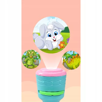 Projektor latarka mini 2w1 ręczny niebieski dla dzieci