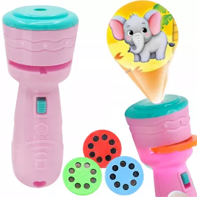 Projektor latarka mini 2w1 ręczny różowy dla dzieci