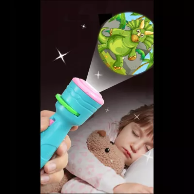 Projektor latarka mini 2w1 ręczny niebieski dla dzieci