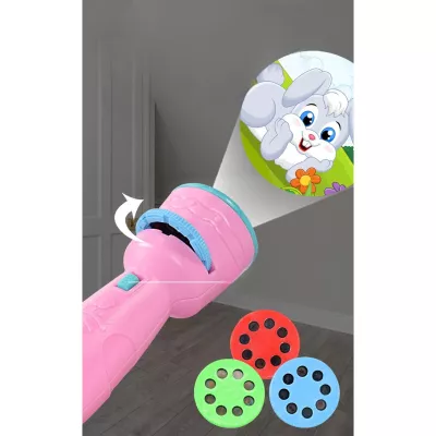 Projektor latarka mini 2w1 ręczny różowy dla dzieci