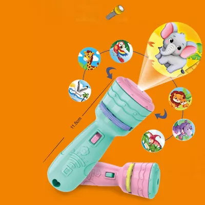 Projektor latarka mini 2w1 ręczny niebieski dla dzieci