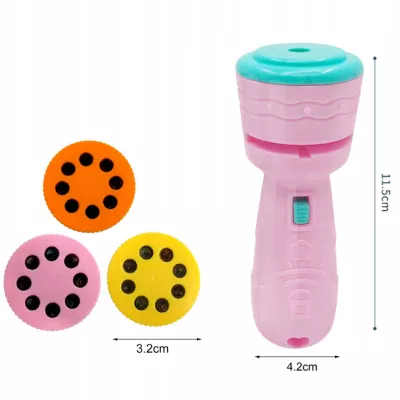 Projektor latarka mini 2w1 ręczny różowy dla dzieci