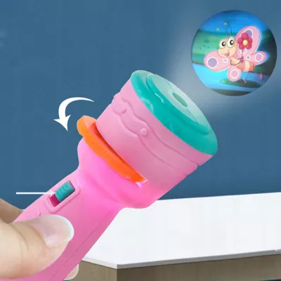 Projektor latarka mini 2w1 ręczny różowy dla dzieci