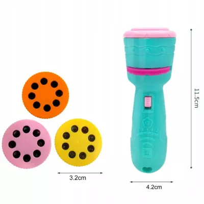 Projektor latarka mini 2w1 ręczny niebieski dla dzieci
