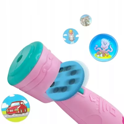 Projektor latarka mini 2w1 ręczny różowy dla dzieci