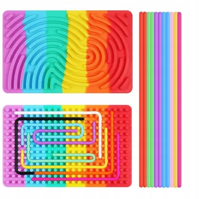 Sensoryczna tablica aktywności dwustronna silikonowa Montessori rainbow